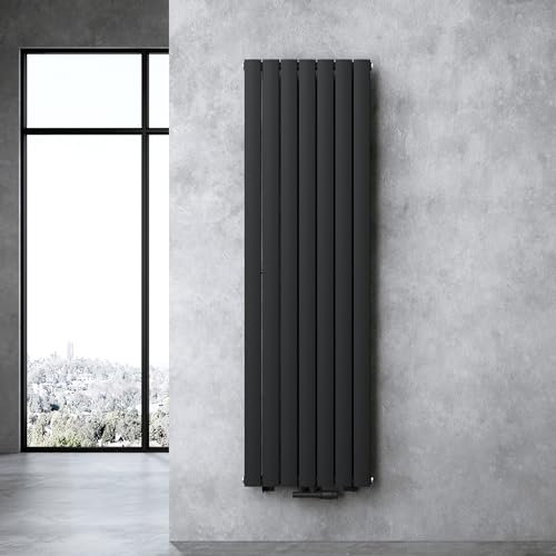 doporro Calefacción de baño 180x54cm Radiador de panel negro para conexión central vertical de una capa