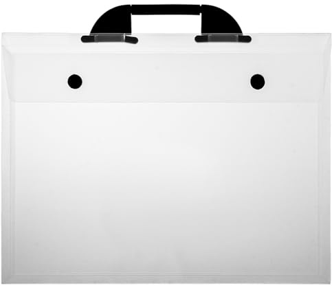 ASelected Art Portfolio Folder Crystal A3 with Handle,A3 Album Clip Portable Portfolio Folder,Plastic Document Holder,Artwork Bag File Storage Pouch,Carry Case Bag for Art, Painting Keeps Paper Flat