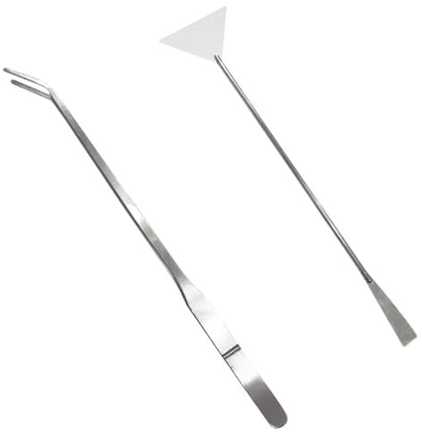 WUSJCOF 2 Pièces Outils Aquascaping Premium en Acier Inoxydable, Kit de Démarrage avec Pince à Épiler et Spatule Anti-Rouille pour Entretien des Plantes Aquatiques et Nettoyage d'Aquarium (Argent)
