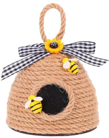 ULTECHNOVO Decoración Colgante Panal De Abeja 4.92X3.54X3.54 Pulgadas Adorno Colmena Tejida con Cuerda De Yute para Fiesta Hogar Y Cocina Ambiente Acogedor