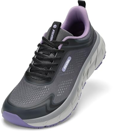 FitVille Wide Fit Trainers for Women, Arch Support Breathable Road Running Shoes, Lightweight Washable Sneakers for Gym Fitness Jogging Walking, Grey, 6, Wide