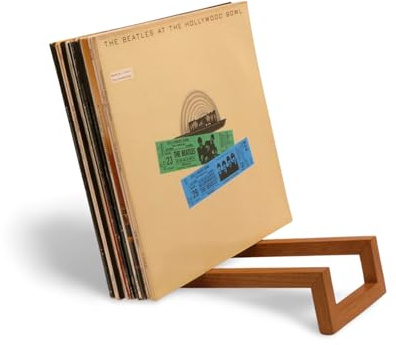 VALENO Schallplatten Aufbewahrung aus Massivholz braun – Schallplatten Ständer & Vinyl Regal für 35–40 LPs – minimalistischer Schallplatten Halter – Holz Deko & Retro Geschenk für Musikliebhaber