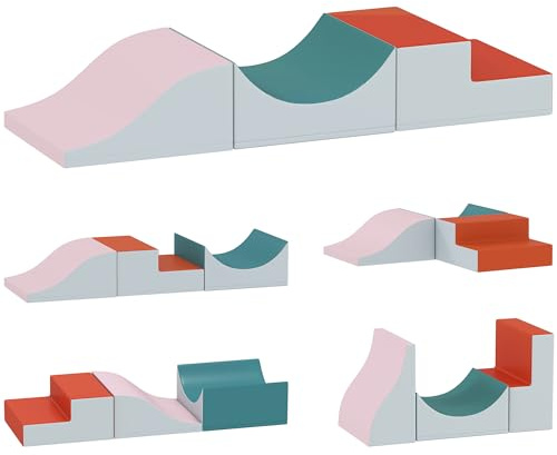 AIYAPLAY Schaumstoff Bausteine Kinder 3 Stück Klettern Softbausteine Bausteinset Großbausteine Baby Riesenbausteine Bauklötze Kunstleder Hellgrau
