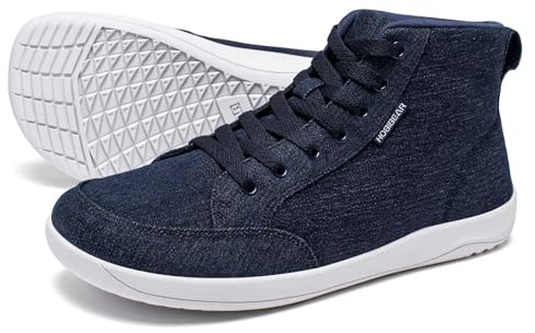 HOBIBEAR Scarpe unisex a piedi nudi | ampia punta | sneaker alte in tela | comode scarpe da trail running, jeans, 43 EU Larga