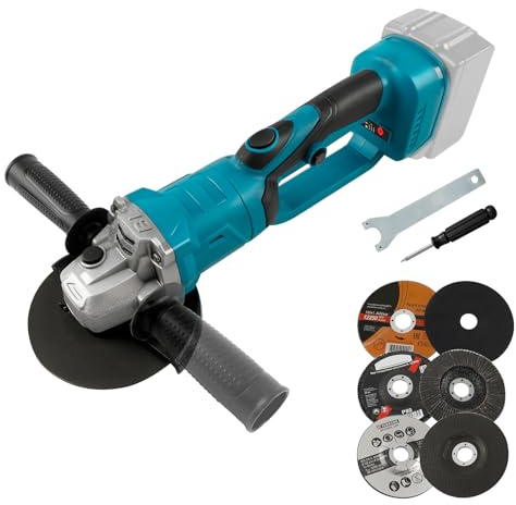 Trådlös vinkelslip för Makita 18 V, 125 mm 18 000 RPM borstlöst avstängningsverktyg roterbart huvud elektrisk kvarn med 6 st skivor för trä, plast, metallskärning, polering (inget batteri)
