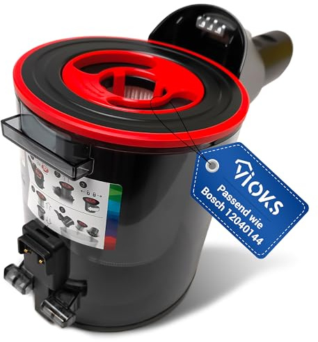 VIOKS Staubbehälter mit Filter Ersatz für Bosch 12040144 Filterbehälter + Dauerfilter für Bosch Unlimited Kabelloser Staubsauger Stielstaubsauger Akku-Handstaubsauger BBS7 BCS7 BKS7 BSS7