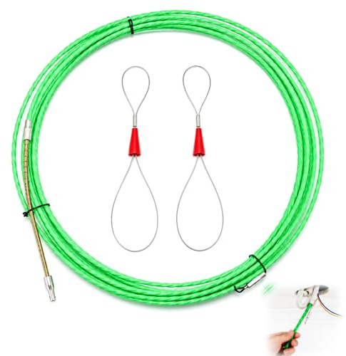 Guía Pasacables 10m, Herramienta Para Electricistas Fabricada con Polímero, Cabezal Giratorio 360° y Diseño Retráctil, Para Cables Eléctricos en Conductos Estrechos (4 mm x 10 m)