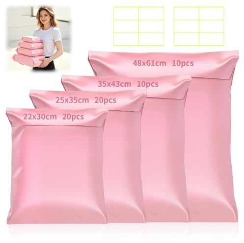 60 Piezas Bolsas para Envíos, 4 Tamaños Sobres Envíos Vinted, Autoadhesivas Bolsas Sobres Correo Plástico, Impermeable Paquetes Ropa Embalaje, Opaco, para Paquetería, Ropa, Regalos y Documentos