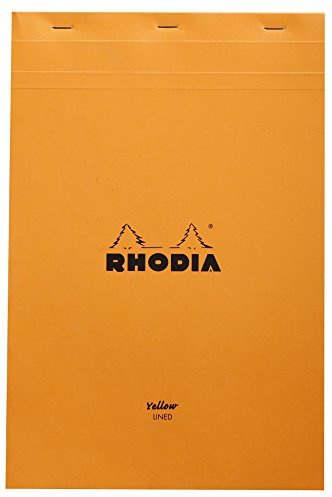 RHODIA 19660C - Bloc-Notes a punto metallico N°19 Orange - A4+ 21 x 31,8 cm- a righe - 80 fogli staccabili - Carta Clairefontaine Giallo 80g/m² -COPERTINA in carta trattata morbida, resistente e impermeabile