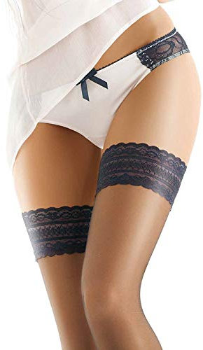 GATTA Michelle 04 Strümpfe - 8 DEN - sinnliche selbsttragende Strümpfe, ohne ausgeprägten Zehenteil, schlank machend, optisch das Bein verlängernd, elegant, dezent, mit Silikonband, sehr feminin (3-4)