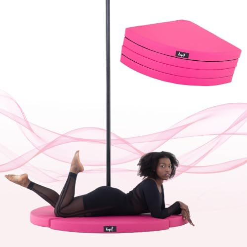 LUPIT POLE Premium Dance Mat - Foldable Crash Mat with High-Grade EPE Foam Padding + Water Resistant Elastic Leather Cover - Protective Fall Safety Cushion for Pole Dancing (Pink, 3.14)