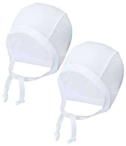 TupTam Unisex Baby Erstlingsmütze zum Binden 2er Pack, Farbe: Weiß, Größe: 50-56