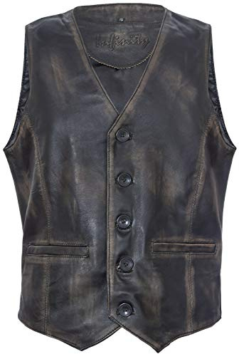 Mens Black Leather Waistcoat Casual Classic Formal Traditional Gilet Vest 2XL
