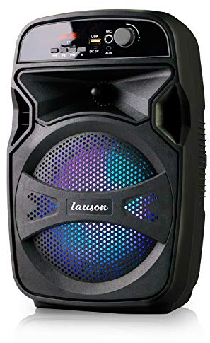 Lauson LLX34 Altavoz Portátil Función de Karaoke | Bluetooth con Lector USB/SD para MP3 | Luces RGB Multicolores | Batería Recargable | Radio Integrada