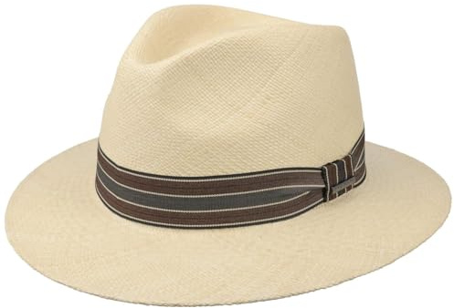 Stetson Durmand Fedora Cappello Panama Bogart Paglia Intrecciata a Mano Protezione UV 40+ Uomo Primavera Estate