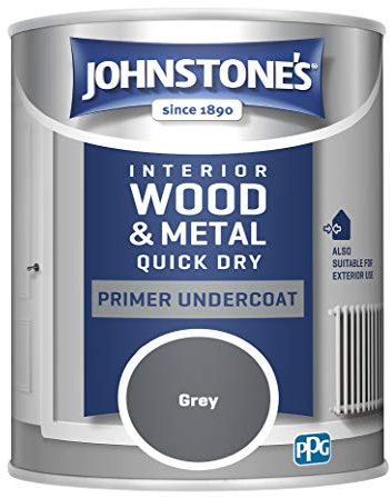 Johnstone's - Quick Dry Gloss Primer Undercoat - Grey - Water Based - Interior Wood & Metal - Fast Drying - Low Odour - Dry in 1-2 Hours - 13m2 Coverage per Litre - 0.75 L