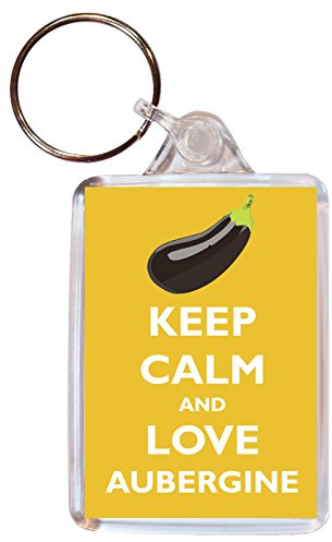 Keep Calm and Love Aubergine - Double Sided Large Keyring Key Ring Fob Chain Name Tag