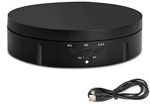 Piatto girevole elettrico girevole a 360 gradi per video live, ricarica intelligente, supporto per display di gioielli, per fotografia, colore:nero
