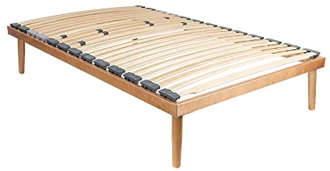 Rete letto ortopedica piazza e mezza 120x190 completamente in legno di faggio naturale con doghe flessibili e regolatori di portanza