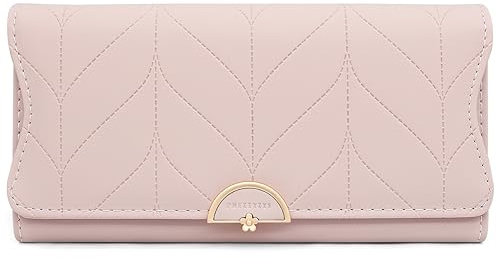 Geldbörse Damen im Langformat, Portemonnaie Gross für Frauen PU Leder mit 9 Kartenfächern Lang Portmonee Damen Geldbeutel groß mit Reißverschluss Münzfach und Vielen Fächern (A-Rosa)