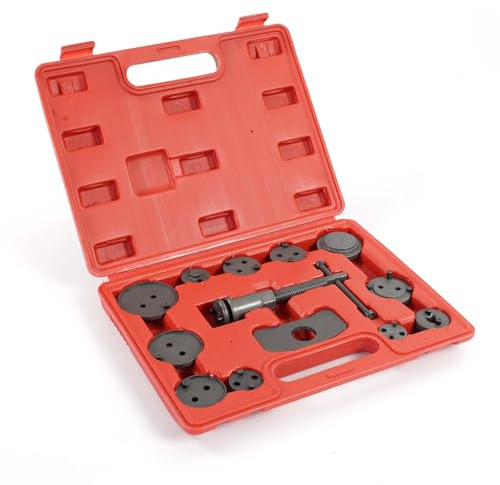 XPOtool Kit de Repousse Piston Étrier de Frein - 13 pièces - 320 x 60 x 245 mm - avec Adaptateurs, Plaque retenue et Broche - Coffret d'outils Auto Garage