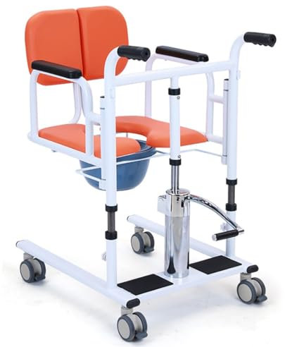 silla orinal,wc portatil adultos,hidráulico para el hogar, Silla de ruedas de transferencia portátil,elevador wc adulto,con asiento dividido de 180 °,Carga segura de 200 kg Orange A