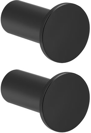 SAYAYO Patère Murale Salle de Bain, 45MM Crochet Mural Crochets à visser en Acier Inoxydable, Crochets Muraux pour Salle de Bain Chambre Cuisine, 2 Pcs Noir Mat