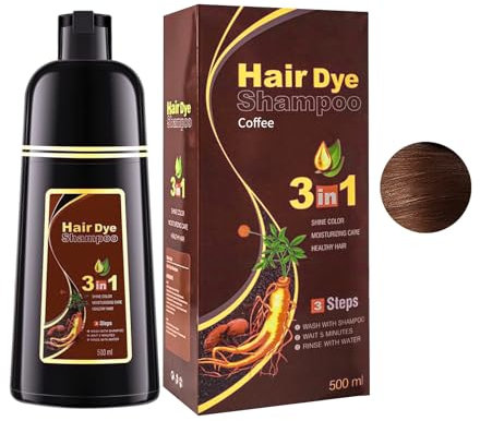 Caffè shampoo colorante, per tinture per capelli in pochi minuti, naturale e di lunga durata, shampoo colorante uomo/donna, 500ml