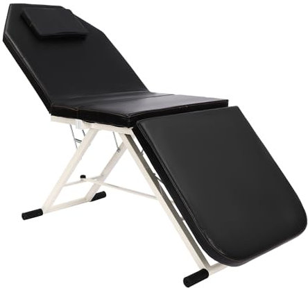 Oxylonty Mobile Massage Table, Foldable Massage Table, 3 Zones, Height Adjustable, Cosmetic Lounger, Massage Bed with Headrest, Massage Bench, 3 Colours, 182 x 60 cm (Black)