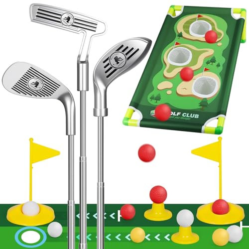 HomeMall Kinder-Golfschläger-Set mit Puttmatte, Golfspielzeug für Kleinkinder, Indoor & Outdoor Gartenspiel für Jungen und Mädchen ab 3-8 Jahre Kinder