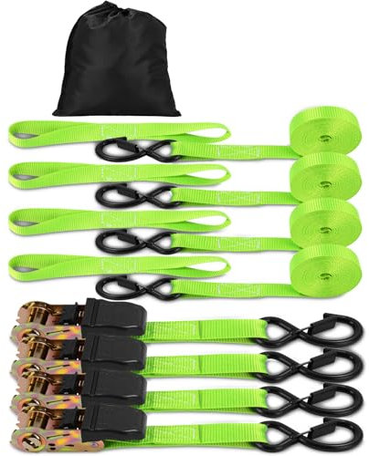 Zaxiva 13 Stück Cinghie a Cricchetto,25 mm x 4m bis 800 Kg,Cinghie Fissaggio per Moto,4 Maniglie Morbide,Ganci di Sicurezza per Moto Quad,Cinghie Premium per Camion,Carichi,Traslochi,Elettrodomestici