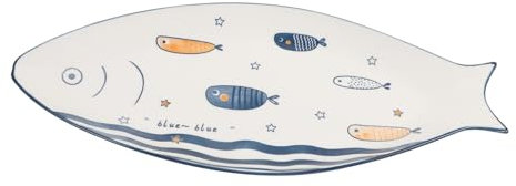 Alipis Assiette de Poisson en Céramique Grand Plateau Décoratif pour Repas Utilisation Quotidienne pour Fruits et Gâteaux Assiette à Dessert