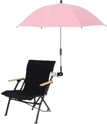 Chair Umbrella with Clamp Adjustable Beach Chair Umbrella Sunshade All Position Universal Parasol Portable Clip on Parasol for Patio Beach Stool Stroller Wheelchairs Golf Carts