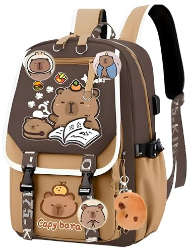 SKIPTHYBER Zaino Scolastico Capybara Cartoon Schoolbag ZainoScolastico Cinghie regolabili Zaino per bambini di grande capacità Viaggio scolasticoZaino per laptop Regalo per bambini
