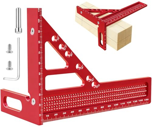 3D Multi Angle Equerre Menuisier, Equerre Charpentier Précise, Multifonctionnel en Aluminum Règle de Menuisier Triangulaire 22,5-90°, Un outil de Mesure Idéal pour les Menuisiers et les Bricoleurs