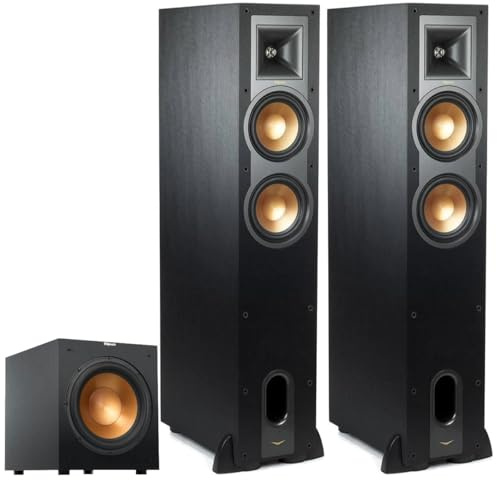 Klipsch Reference R-26FA Dolby Atmos Floorstanding Speaker (Pair) + R-12SW 12″ Subwoofer – Premium Home Theater Tower & Deep Bass Sub Bundle