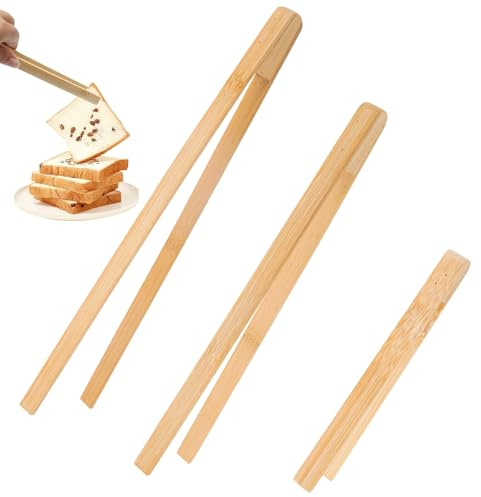 JYXNU 3pcs Pinze di Bambù Pinze Da Cucina In Legno Pinze Per Toast, Pinza Carne, Utensili Cucina Legno, per Tostapane, Cucinare, Toast, Pane, Tè, Dolci Servire Cibo(3 Dimensioni 15cm,25cm,30cm)