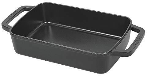 Staub 1303023 Auflaufform 30 x 20 cm, 3,15 L mit mattschwarzer Emaillierung im Inneren der Auflaufform, schwarz