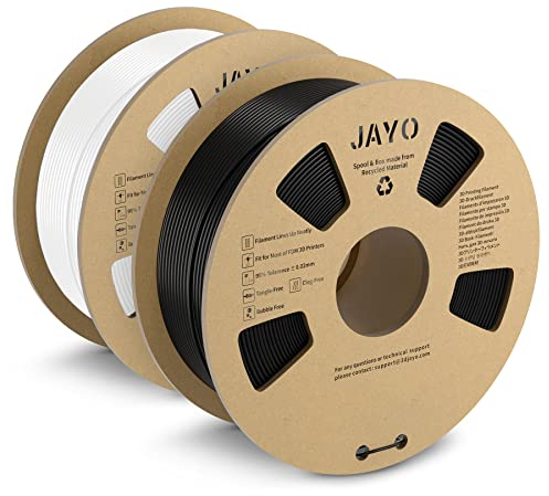 JAYO PLA+ Filament 1.75mm, Erhöhte Zähigkeit PLA Plus Filament-3D-Druckmaterialien, Maßgenauigkeit +/- 0.02mm, Neatly Wound,1.1 kg Spule(2.42 LBS), 2 Packs PLA+ Schwarz+Weiß