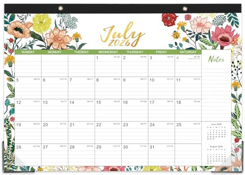Desk Calendar 2026-2027 – Jul 2026 – Dec 2027, 18 Months Large Monthly Desk Calendar 2026-2027, 17 x 12, Desk Pad, Ruled Blocks, To-do List & Notes, Tear Off, Best Desk/Wall Calendar, Beautiful Flowers
