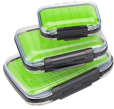 Gonex Scatola per Kit Esche da Pesca a Mosca Box Bilaterale per Pesca Impermeabile, Leggera, con Coperchio Trasparente, Facile per Trasporto e Taglie A+B+C, Verde
