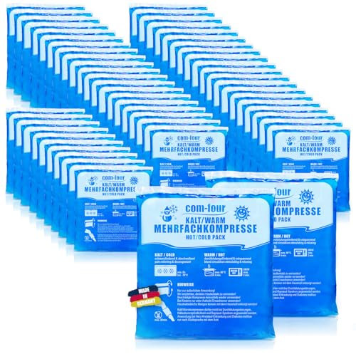 com-four® 50x Mehrfach-Kompressen 14 x 13 cm für Warm und Kaltkompressen, Kühlpads - Kühlpack mikrowellengeeignet - Made in Germany (50 Stück - mittel)