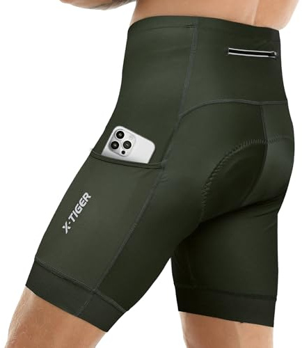 X-TIGER Culotte Ciclismo Hombre con 5D Gel Acolchado MTB Ciclismo Pantalones Cortos Transpirable Secado Rápido con 3 Bolsillos