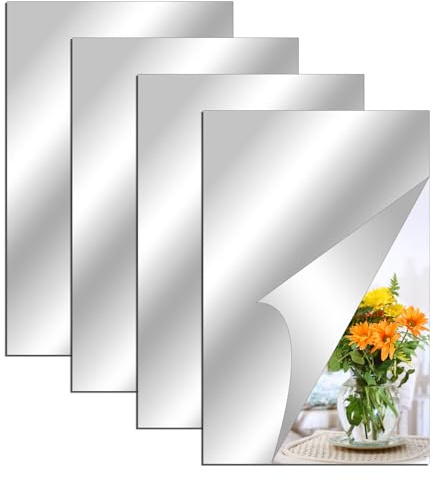Vylro 4 Stück Spiegelfliesen, 20cm×30cm Spiegelfliesen Selbstklebend