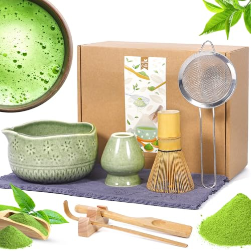 8 Piezas Matcha Kit,Te Matcha Kit, Con Cuenco-Matcha,Chasen Matcha, Cuchara-Matcha, Batidor-Matcha,Accesorios Te Matcha-Ceremonia Japonés,Set-Matcha Verde Ecológicos Para Los Amantes Del Macha