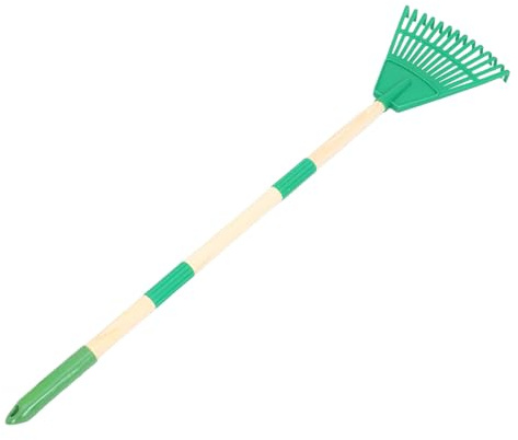 VANZACK Rastrello da Giardino Piccolo in Plastica 14 Denti con Manico Staccabile Ergonomico per Manutenzione Prato Pulizia Aiuole e Giardinaggio per Casa Campeggio e Cura Piante