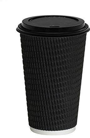 12 oz Black Ripple cups with Black lids x 500