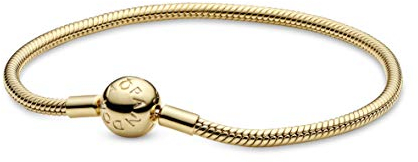 PANDORA Schlangen-Gliederarmband in Gold mit 18 Karat vergoldete Metalllegierung aus der PANDORA Moments Collection, 19cm