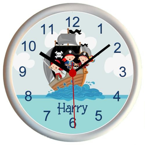Key Expressions Personalised JOLLY PIRATE SHIP Childrens Bedroom Wall Clock