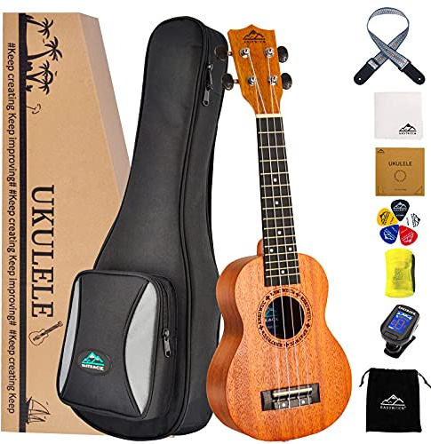 EASTROCK Soprano Ukulele Mahogany Beginner 21 inch Ukelele Big Package Kit. Ukulele Ukalalee Suitable for Beginners. (21-Mahogany)